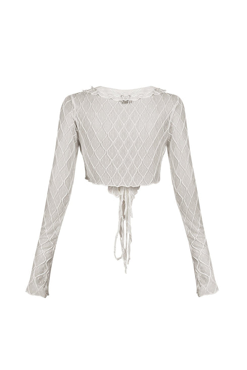 Sasa Mesh Ruffle Crop Top